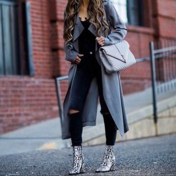 Ankle High Chunky Heel Textured Snake Print Bootie - Picture 8 of 11